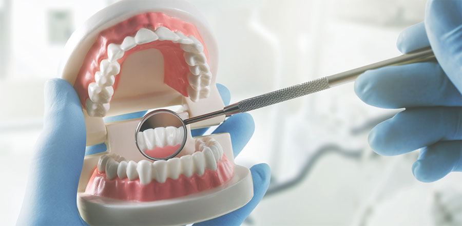 Oral health with fake gums and teeth