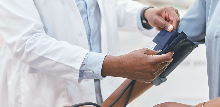 Blood pressure test on arm